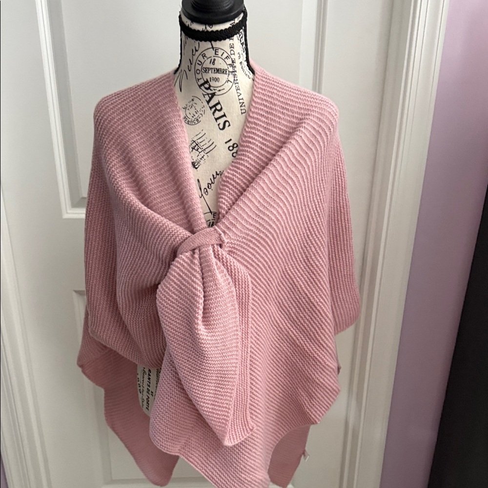 Pink Knit Shawl Wrap